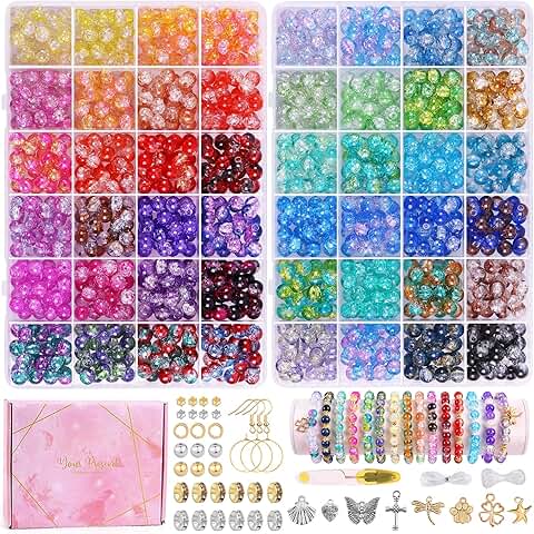 1800pcs 8mm Crackle Glass Beads for Jewelry Making