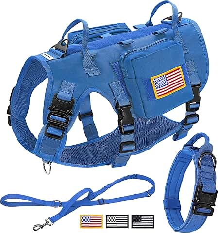 Tactical Dog Harness and Collar Set for Large Dogs
