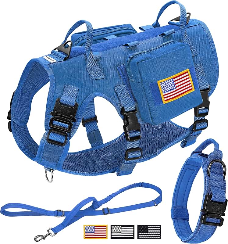 Tactical Dog Harness and Collar Set for Large Dogs