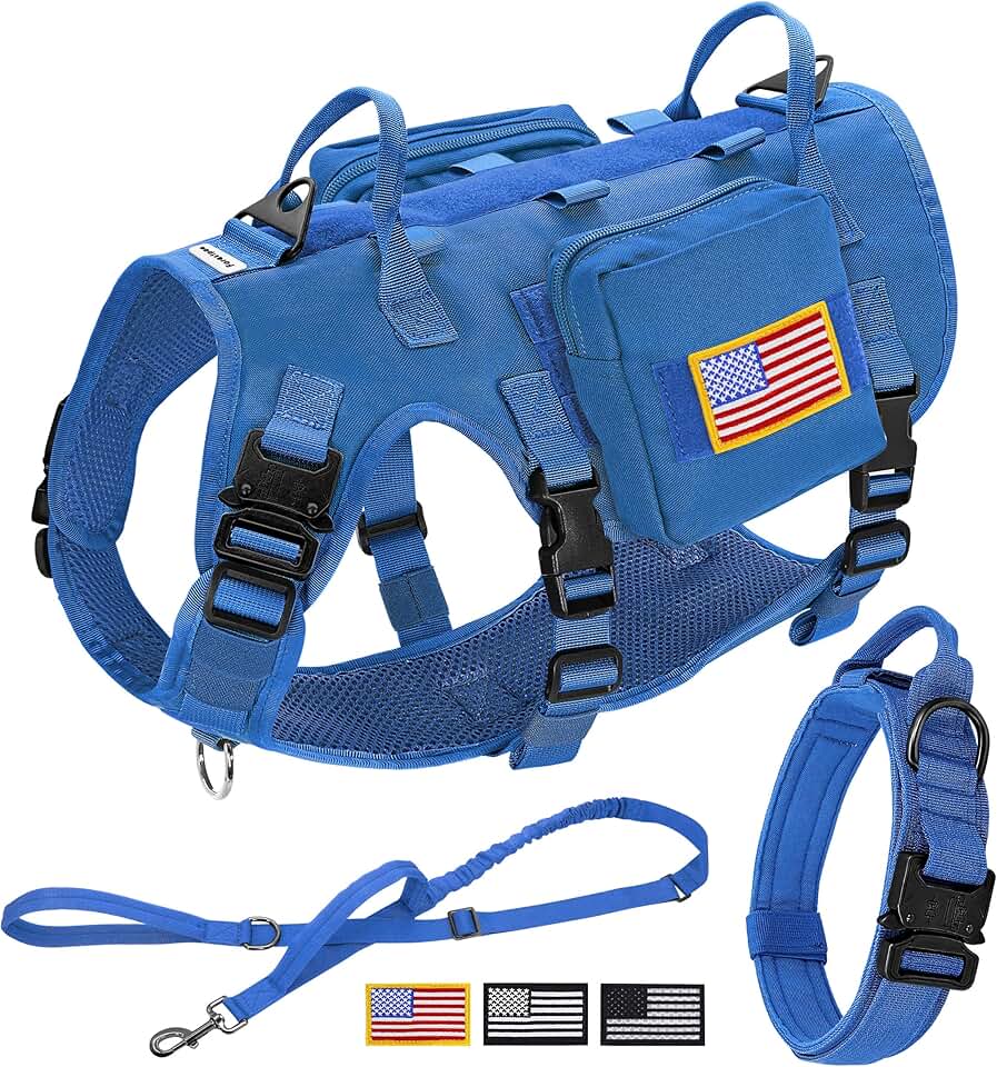 Tactical Dog Harness and Collar Set for Large Dogs
