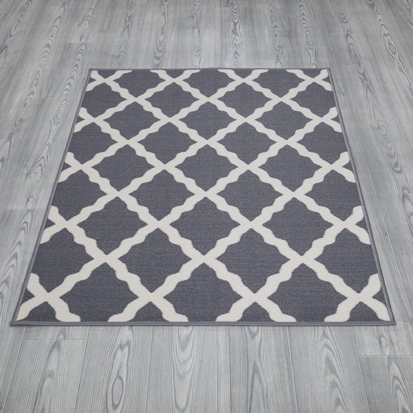 Glamour Non- Rubberback Moroccan Trellis Design 3x5 Indoor Area Rug, 3'3" x 5', Gray