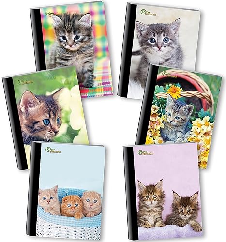Kitten Design Composition Notebooks, 80 Sheets, 6 Pack