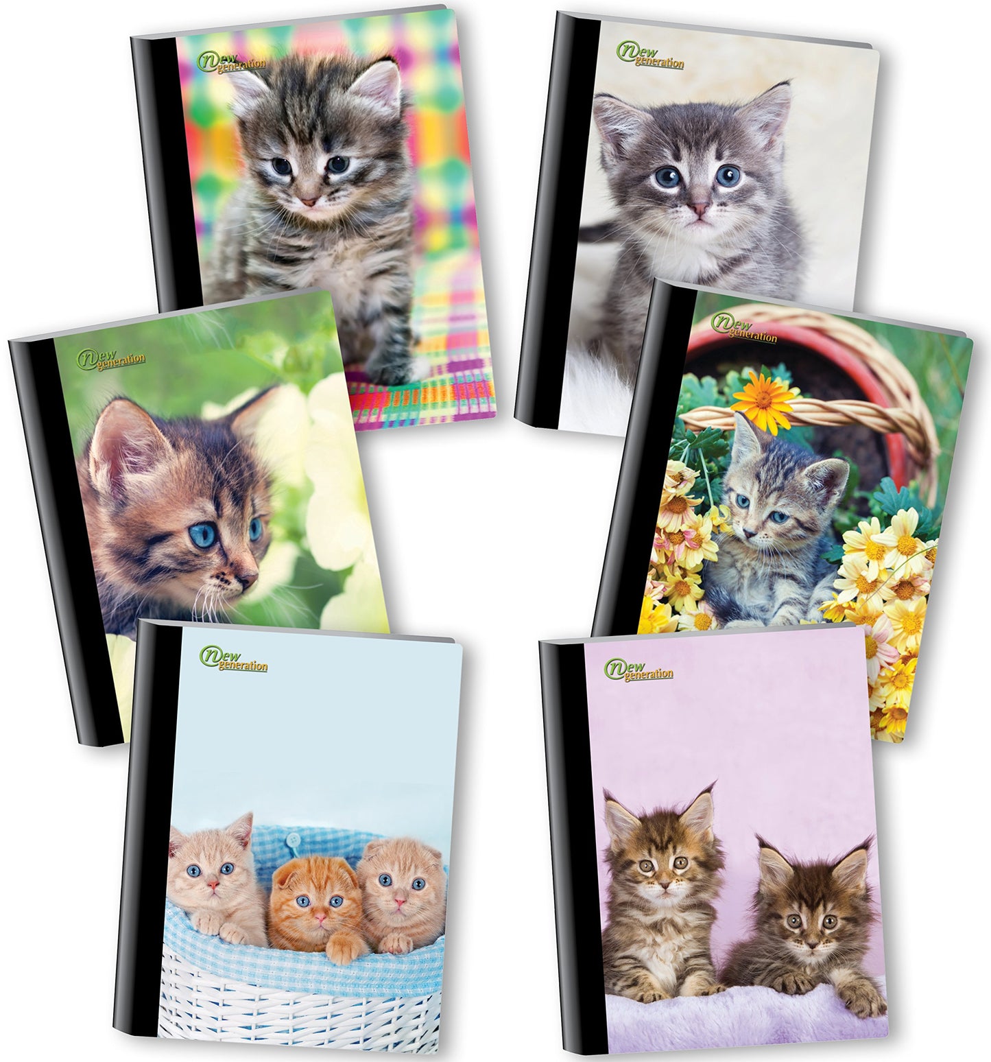 Kitten Design Composition Notebooks, 80 Sheets, 6 Pack