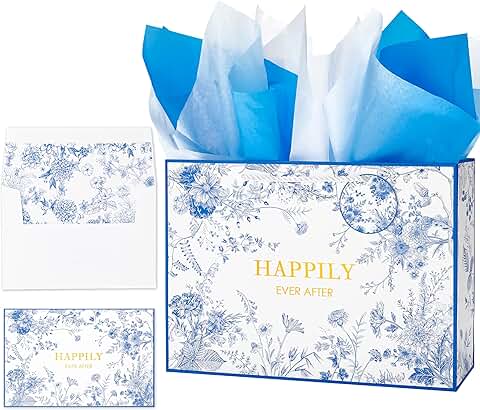 Large 13-inch Wedding Gift Bag with Card and Tissue