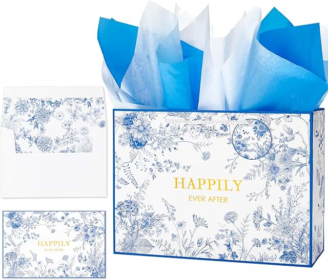 Large 13-inch Wedding Gift Bag with Card and Tissue