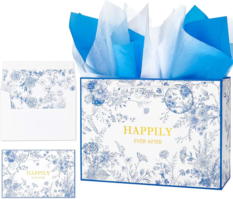 Large 13-inch Wedding Gift Bag with Card and Tissue