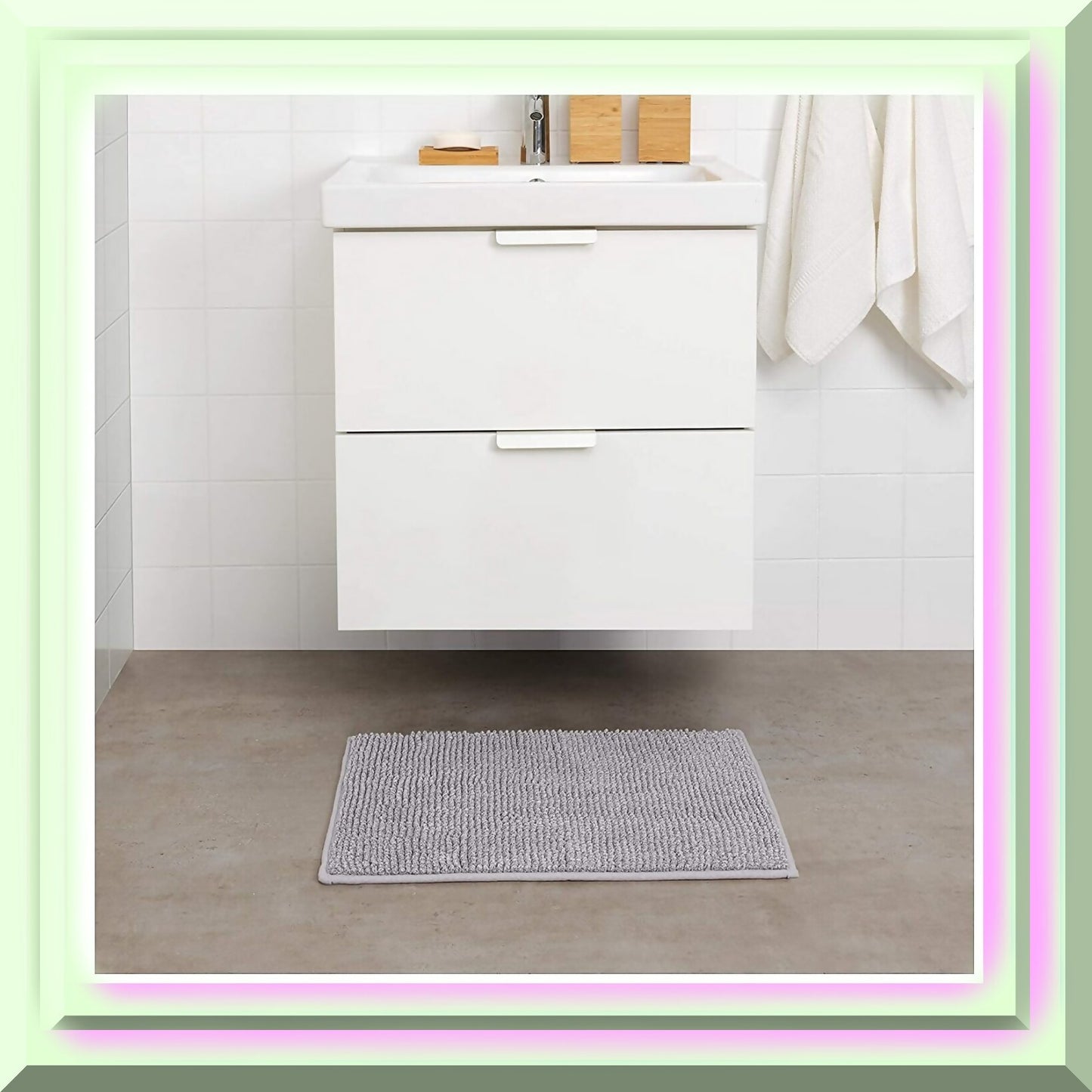 TOFTBO Bath Mat Gray White Melange