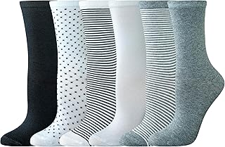 Six Pairs of Cotton Crew Socks for Women