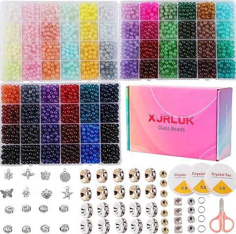 Glass Beads Bracelet Making Kit with 3000 Pieces in 72 Colors