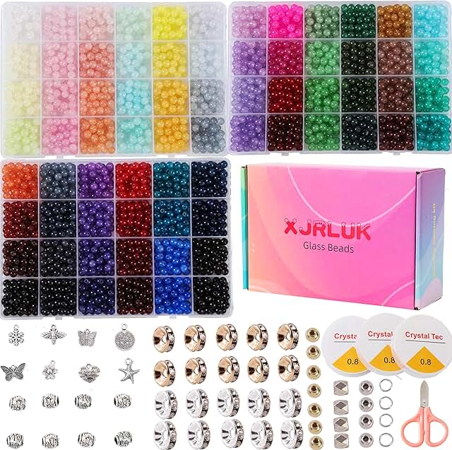 Glass Beads Bracelet Making Kit with 3000 Pieces in 72 Colors