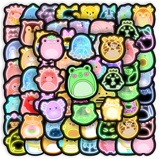 75 Neon Animal Water Bottle Stickers for Kids