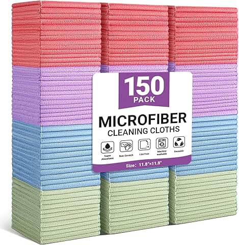 150 Assorted Color Microfiber Cleaning Cloths