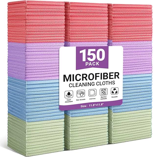 150 Assorted Color Microfiber Cleaning Cloths