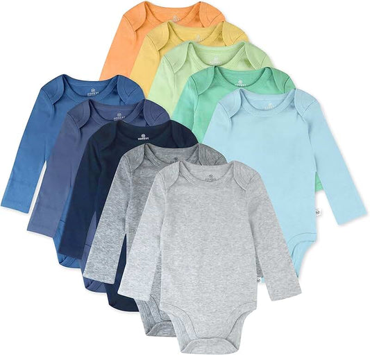 10 Organic Cotton Long Sleeve Baby Bodysuits