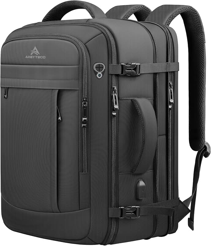 Large 50L Expandable Water-Resistant Travel Backpack