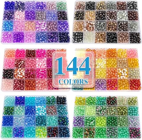 7200pcs 144 Colors 6mm Crackle Glass Beads for Jewelry Making