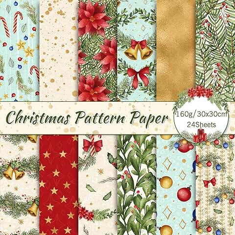 Colorful Christmas Watercolor Scrapbook Paper Pack
