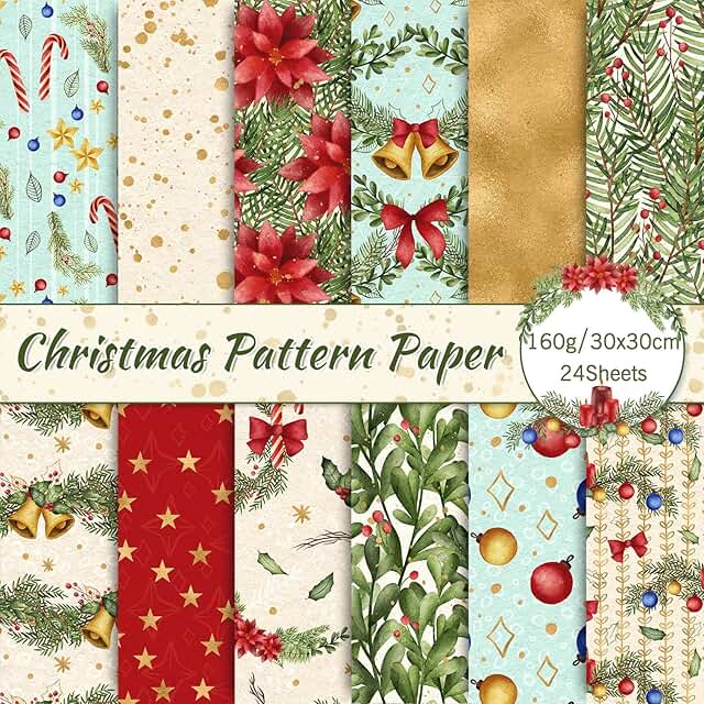 Colorful Christmas Watercolor Scrapbook Paper Pack