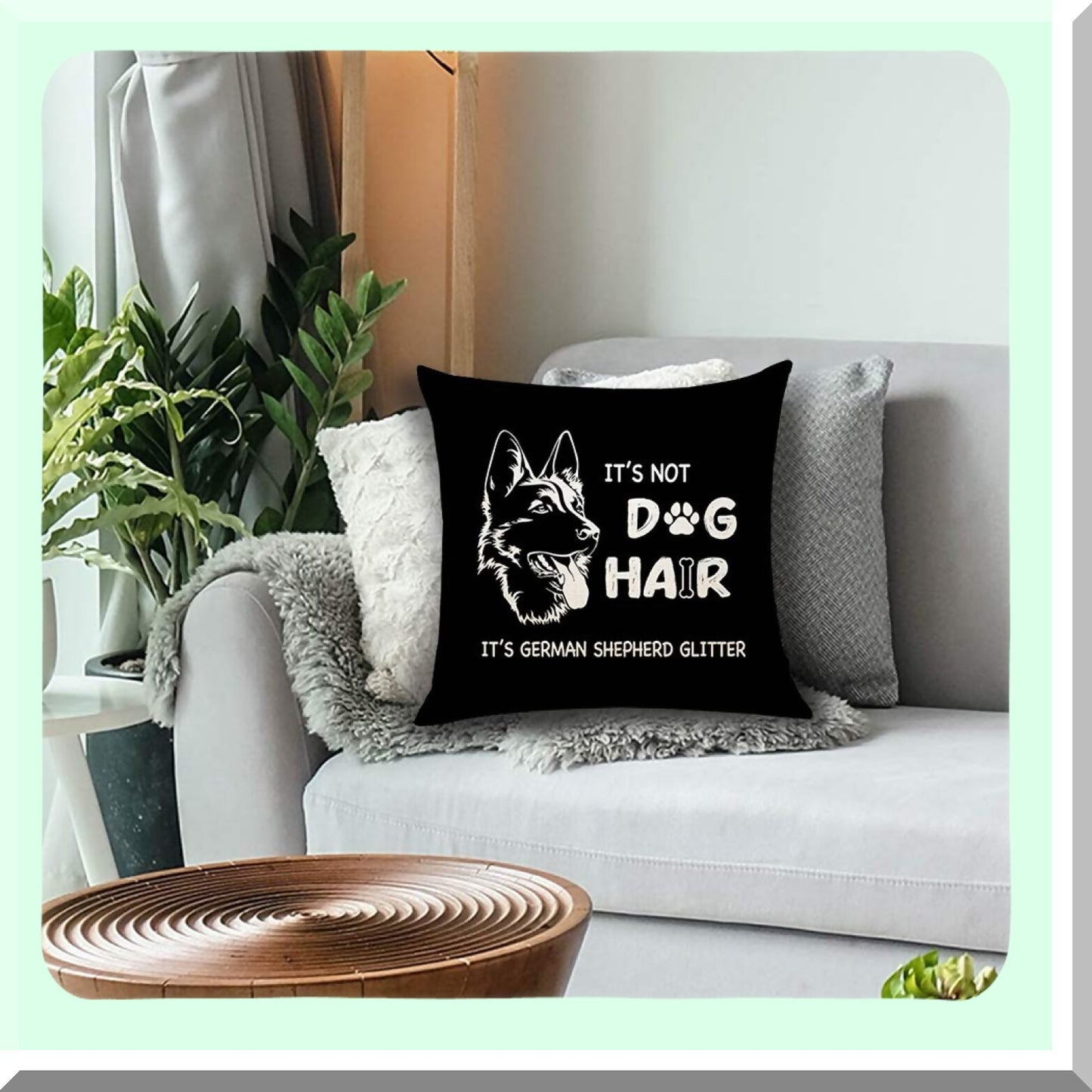 German Shepherd Glitter Funny Quote Throw Pillow - Dog Lover Cushion Cover for Sofa Bed Home Decor - Cotton Linen Painting Gifts 18x18"