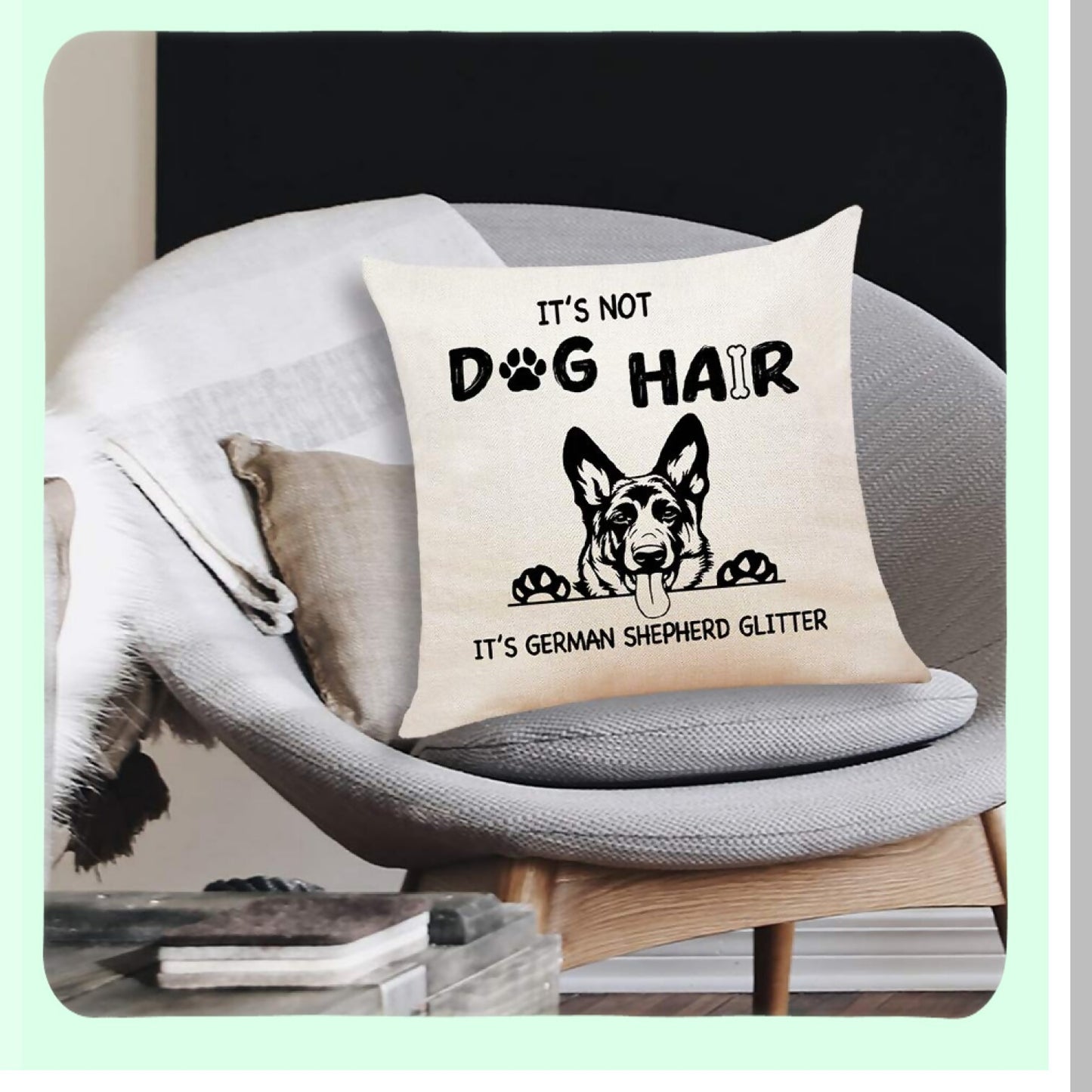 German Shepherd Glitter Funny Quote Throw Pillow - Dog Lover Cushion Cover for Sofa Bed Home Decor - Cotton Linen Painting Gifts 18x18"