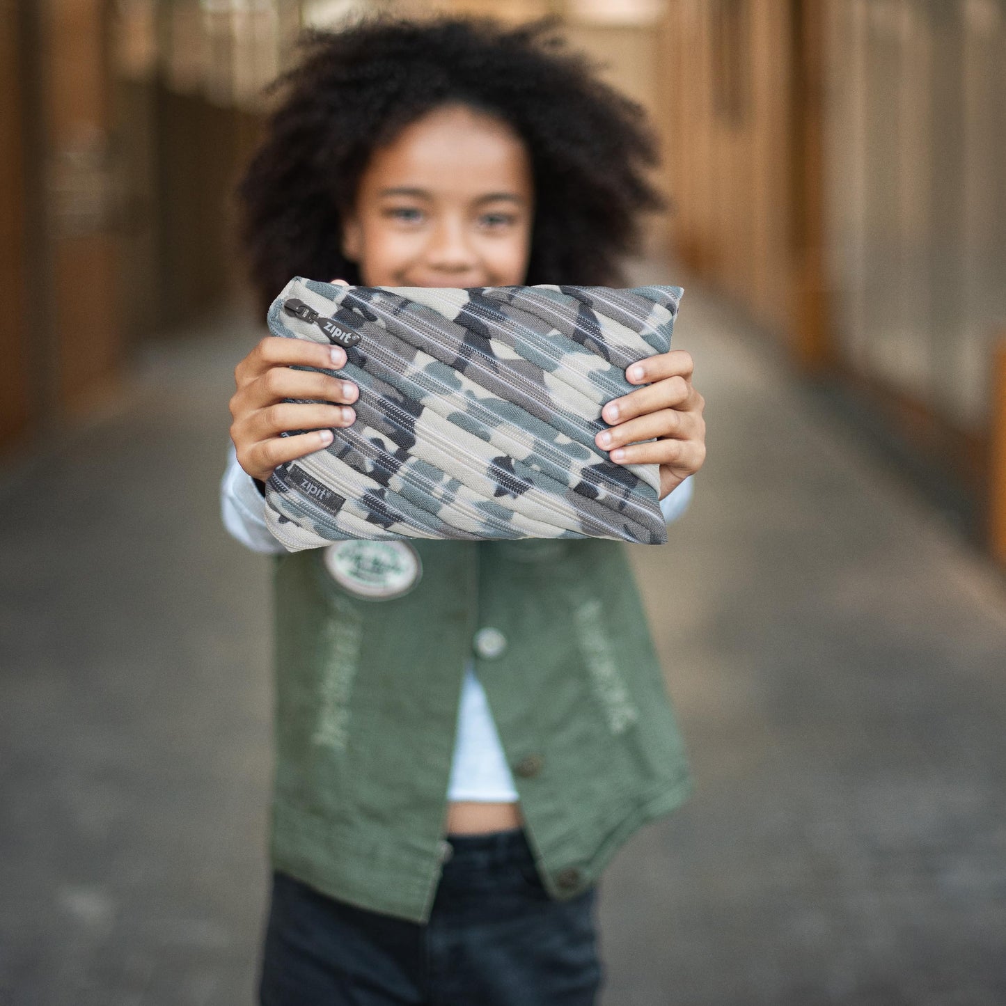 Large Camo Pencil Case for Kids and Teens