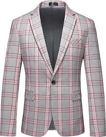 Men's Lightweight Casual Plaid Blazer
