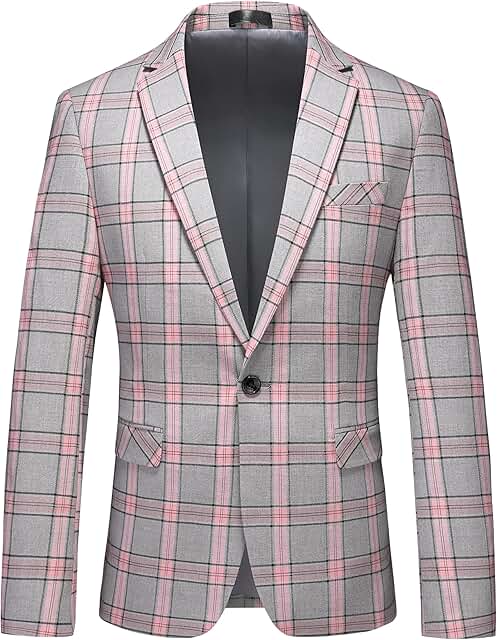Men's Lightweight Casual Plaid Blazer