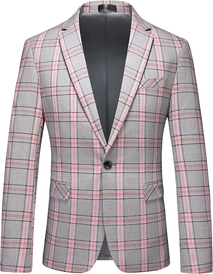 Men's Lightweight Casual Plaid Blazer