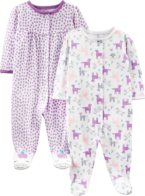 Baby Girls' Cotton Footed Sleep and Play Set