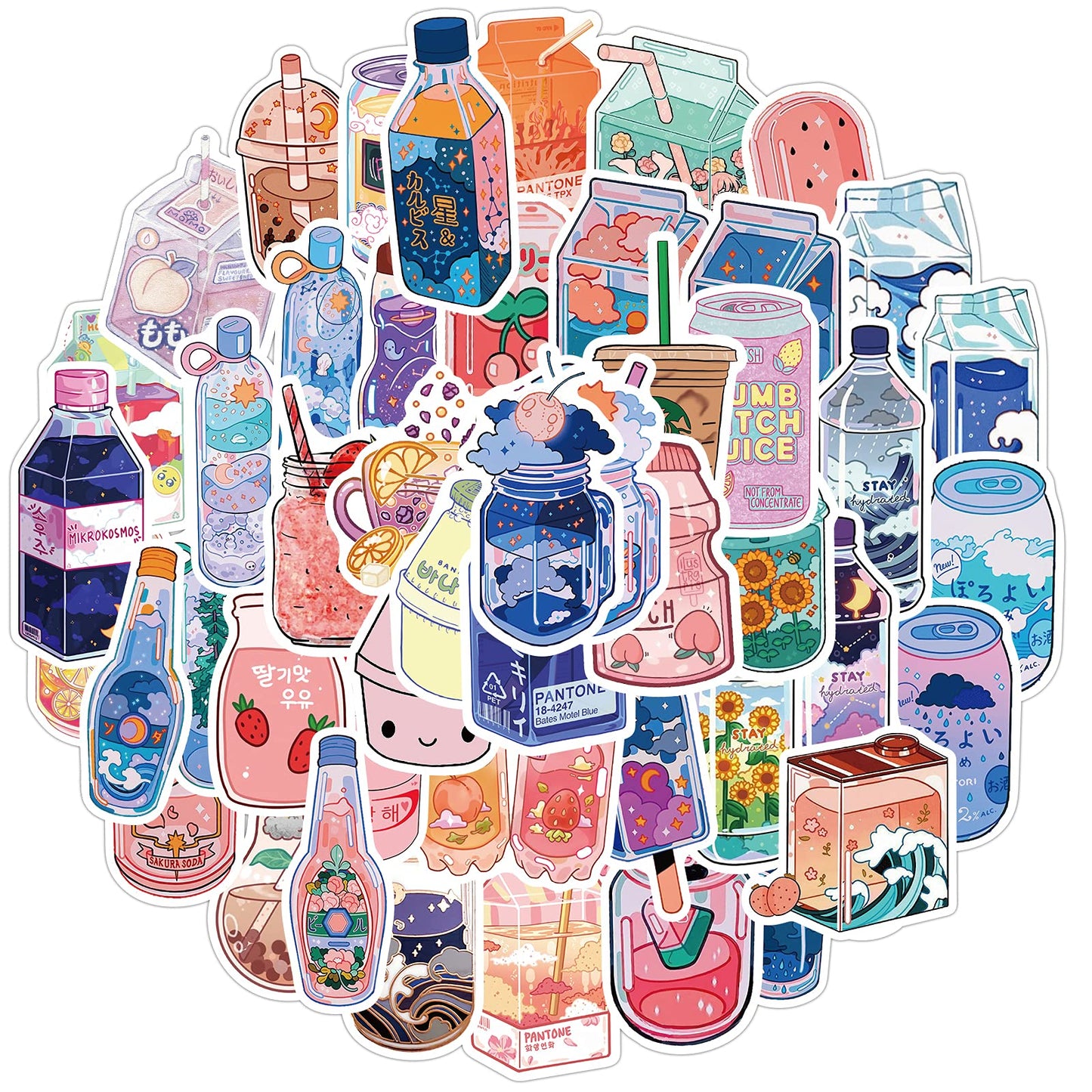 50 Waterproof Cartoon Water Bottle Stickers
