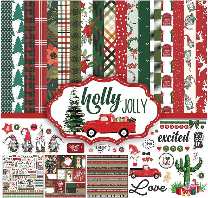 Red and Green Christmas Double-Sided Scrapbook Paper Pack