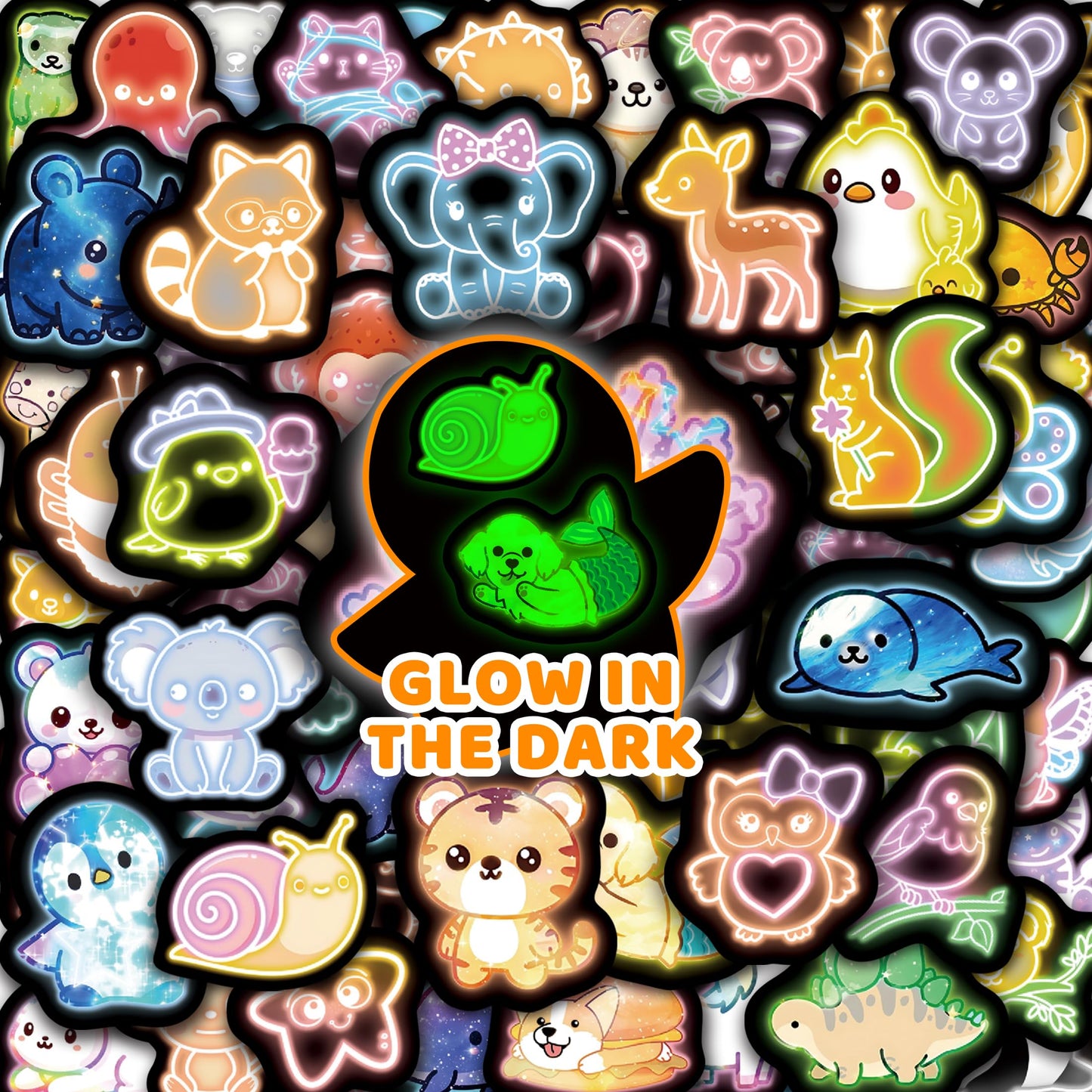 70 Cartoon Animal Water Bottle Stickers for Kids
