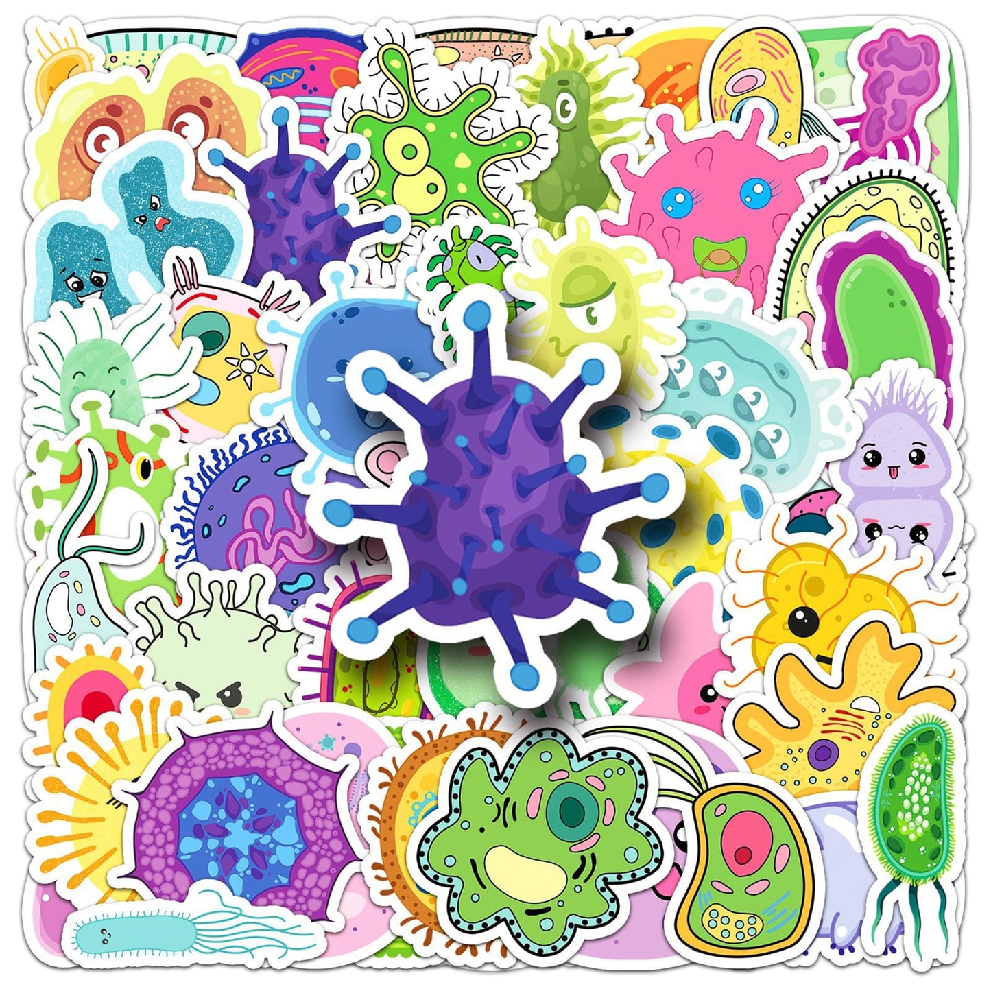 50 Microorganism Stickers for Kids and Teens