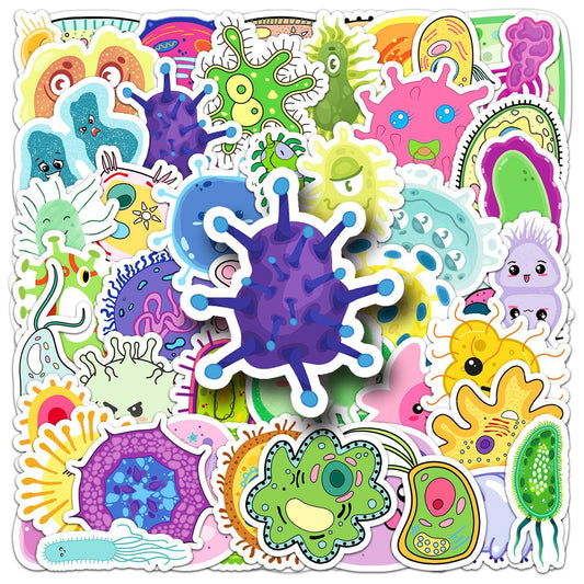 50 Microorganism Stickers for Kids and Teens