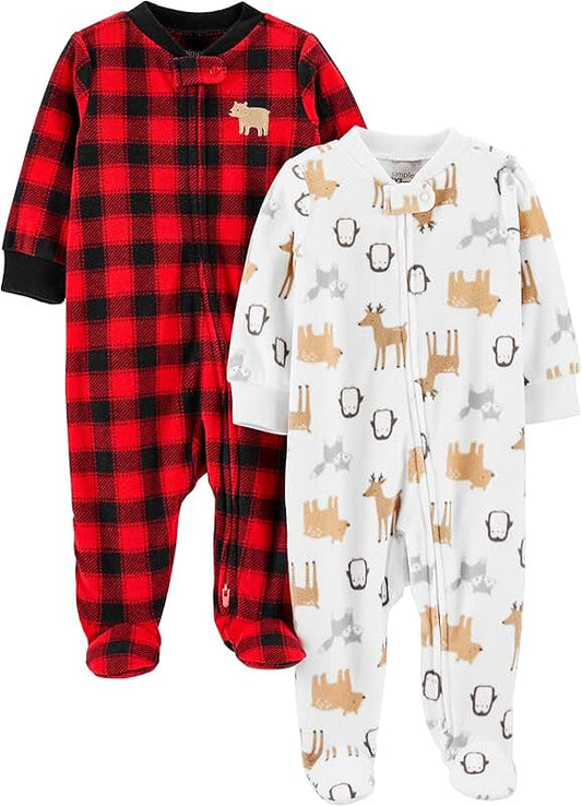 Unisex Baby Fleece Santa and Tree Set 2 Pack