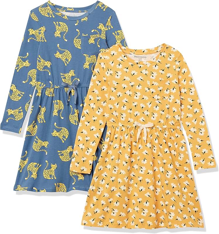 Girls' Long-Sleeve Elastic Waist T-Shirt Dress