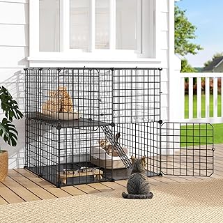 Cat Enclosure with 2 Tiers for Small Pets