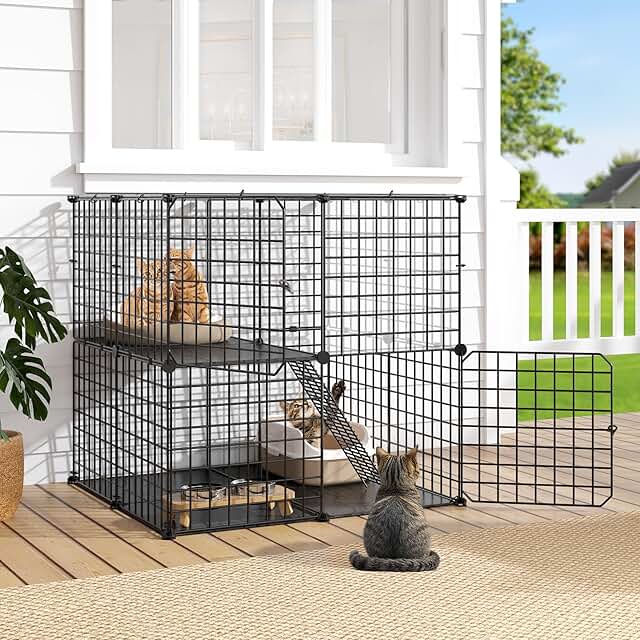 Cat Enclosure with 2 Tiers for Small Pets