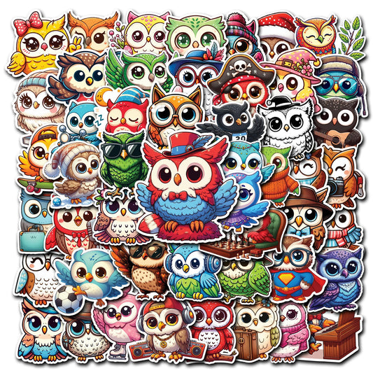 50 Pack Cute Waterproof Owl Stickers for Kids and Teens