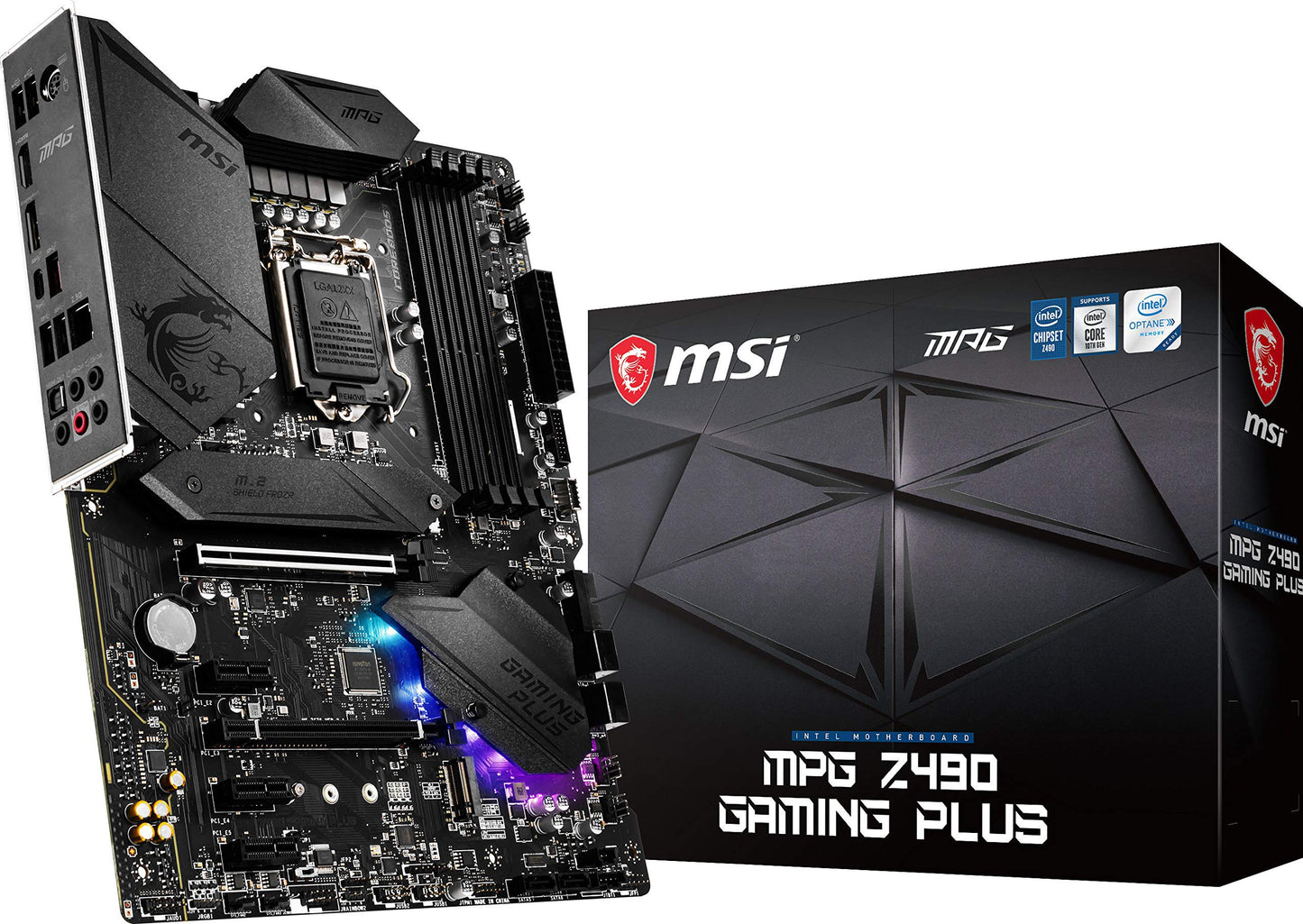 MPG Z490 Gaming Plus Gaming Motherboard (ATX, 10th Gen Intel Core, LGA 1200 Socket, DDR4, CF, Dual M.2 Slots, USB 3.2 Gen 2, 2.5G LAN, DP/HDMI, Mystic Light RGB)