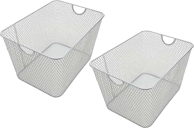 Set of 2 Metal Wire Storage Baskets for Kitchen Organizing