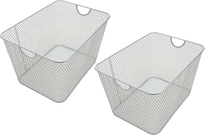 Set of 2 Metal Wire Storage Baskets for Kitchen Organizing
