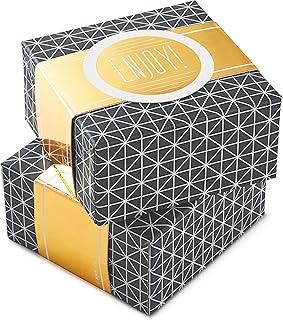 Small gift boxes with wrap band, 2-pack, gray and gold