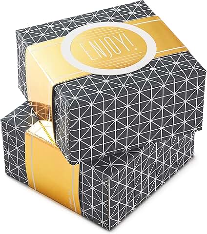 Small gift boxes with wrap band, 2-pack, gray and gold