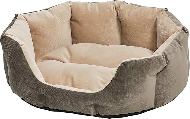 Small Gray and Tan Tulip Nesting Pet Bed