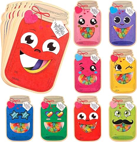 48 Kids Valentines Day Cards with Treat Bags