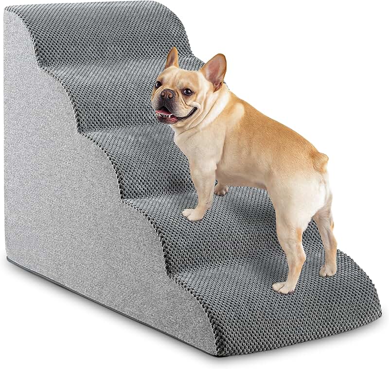 5-Step Foam Dog and Cat Ramp for High Beds and Couches