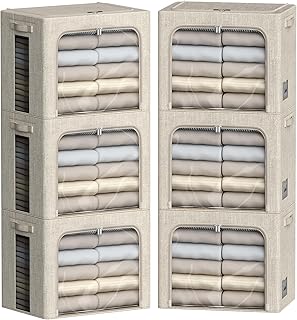 Six Foldable Fabric Storage Bins with Clear Windows