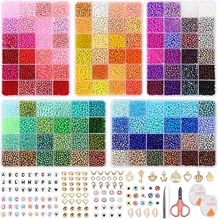 Glass Seed Beads Kit with Letters Charms and Pendants