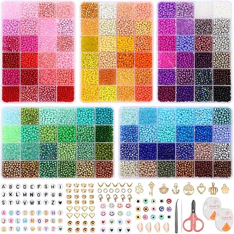 Glass Seed Beads Kit with Letters Charms and Pendants